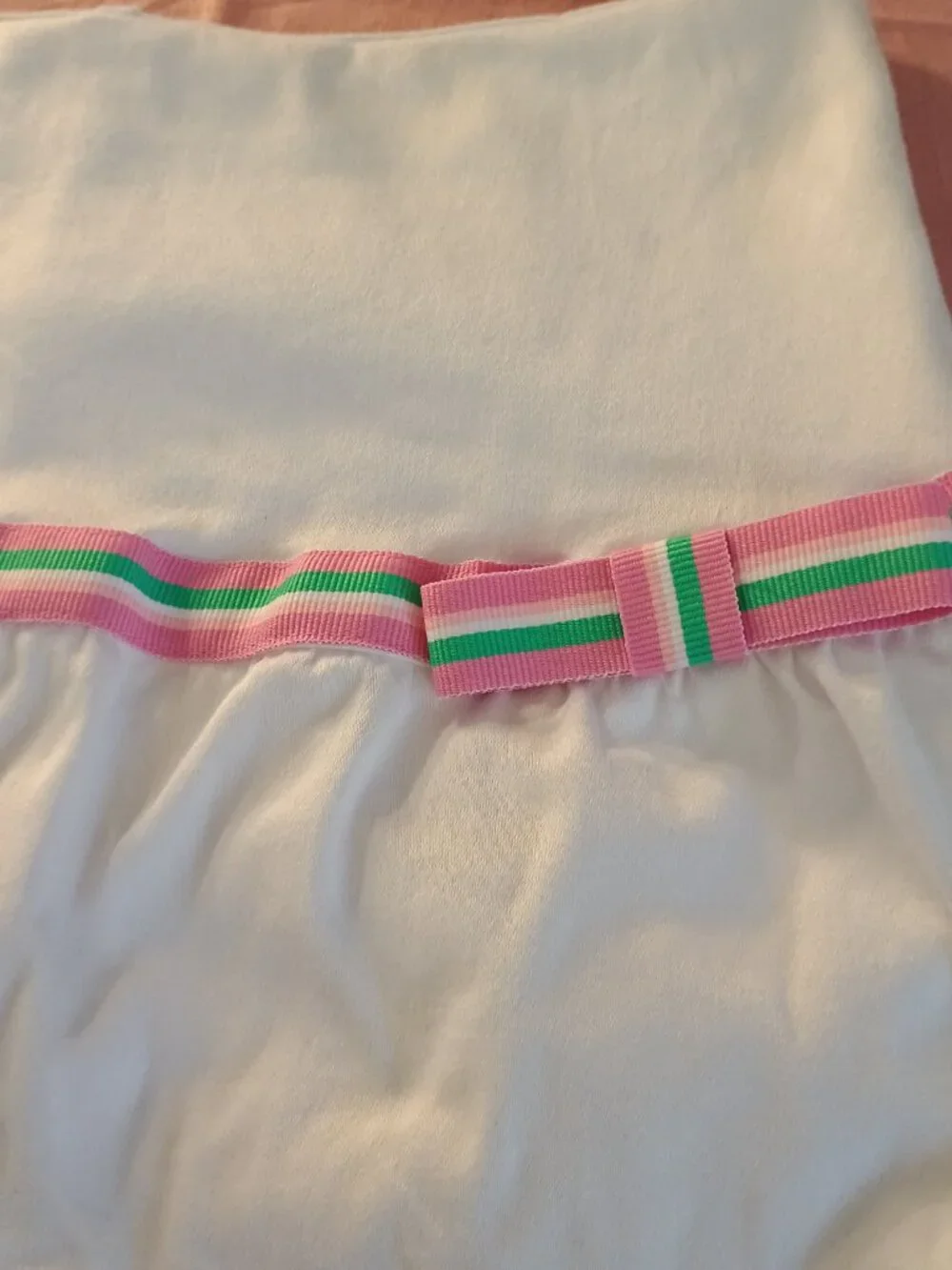 NWOT Just Kidding By La Belle Girl 16 Skort Stretch Cotton Bow White/Pink Stripe